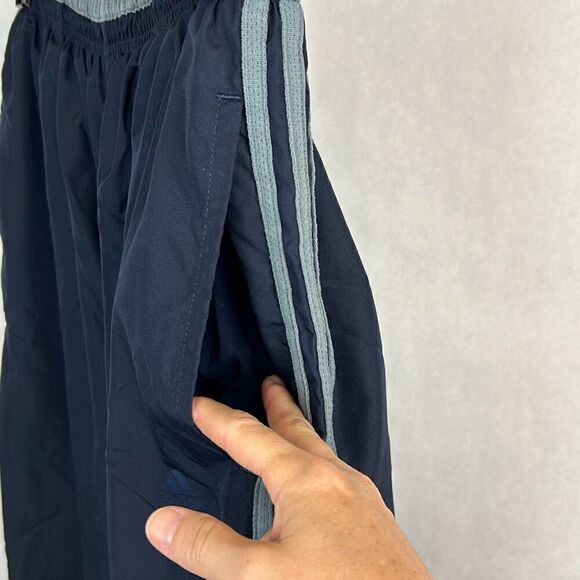 Adidas Mens Track Pants Sz Medium Black Gray Stripes Athletic Running Warm Ups - Picture 3 of 6